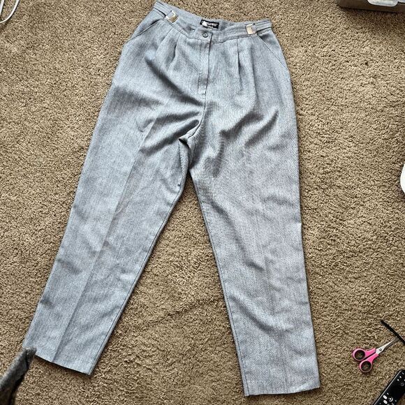 VTG Counterparts Gray Adjustable Waist Pleated Trousers Union Made - Picture 3 of 16